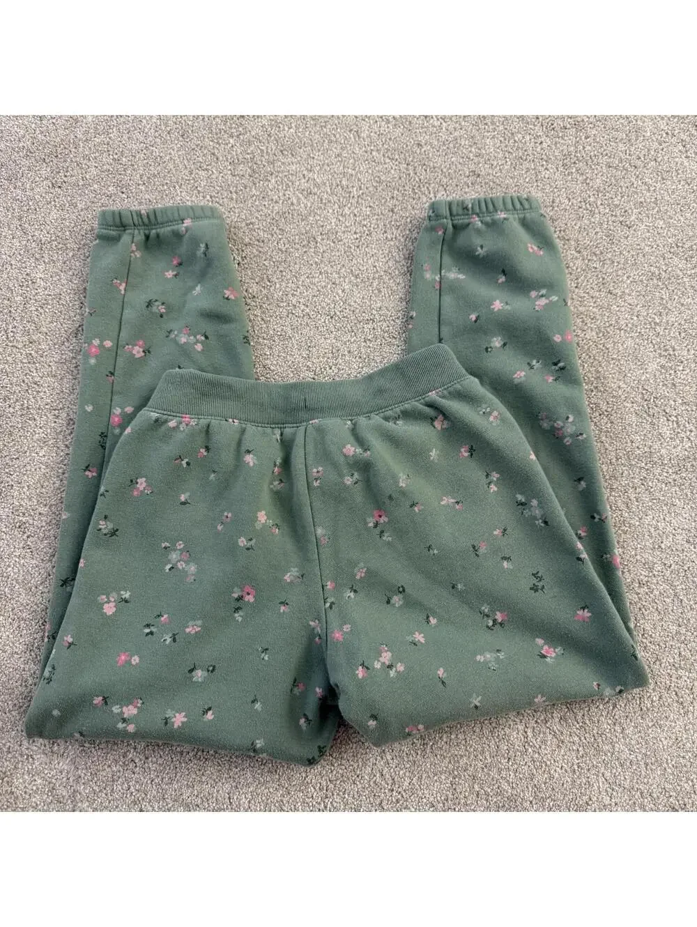 GAP Kids Girls Size L (10) Sweatpants Green Floral With Drawstring